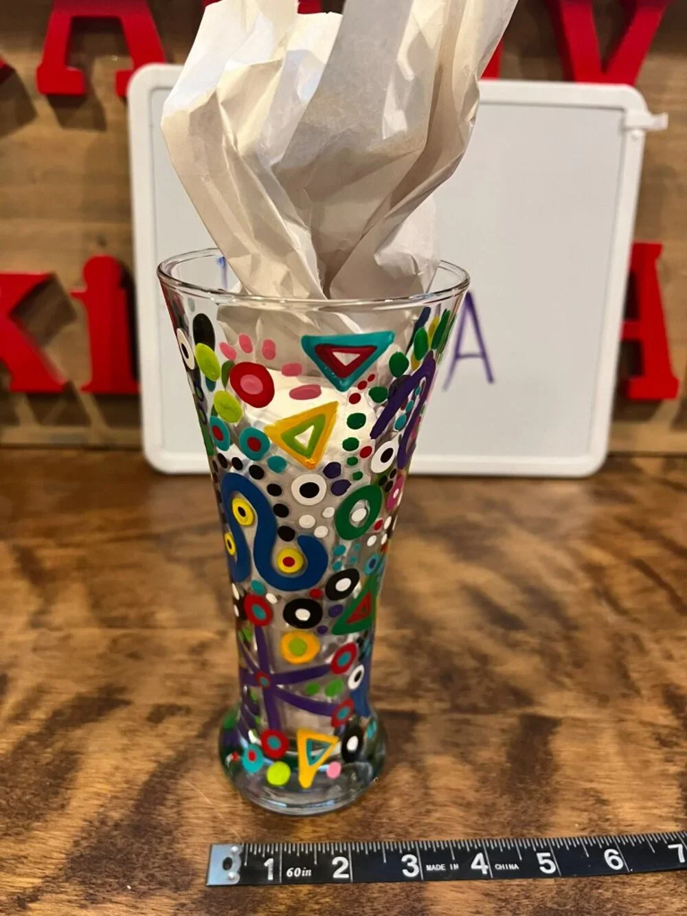 Adult Sippy Cup Hand painted glass